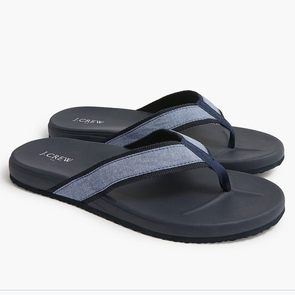 J. Crew Men’s Chambray Flip Flops - Picture 1 of 10